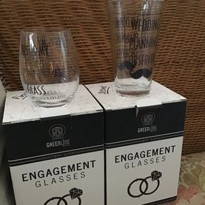Greenline wine and beer engagement glasses